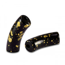 Acrylic Tube bead 34x11mm shiny Black-gold